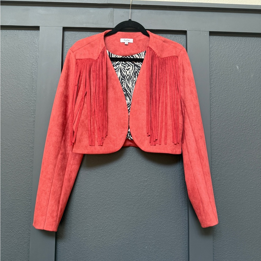 Fate red/orange Blazer Cropped faux suede Jacket